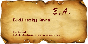 Budinszky Anna névjegykártya
